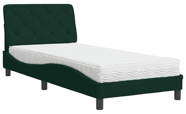 Krevet s madracem tamnozeleni 80 x 200 cm baršunasti - Zelena / 80 x 200 cm