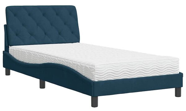 Krevet s madracem plavi 100 x 200 cm baršunasti - Plava / 100 x 200 cm
