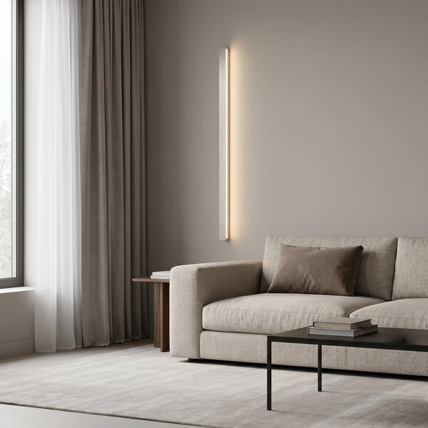 Lucande Kinsley LED zidna svjetiljka, 90 cm, nikl, prigušiva, CCT, prigušiva, Metalik, Dnevni boravak/blagovaonica, Metal