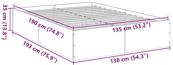 Okvir kreveta siva boja hrasta 135 x 190 cm konstruirano drvo - Siva / 135 x 190 cm