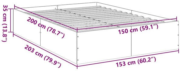 Okvir kreveta boja betona 150x200 cm od konstruiranog drva - Siva / 150 x 200 cm