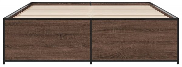 Okvir kreveta smeđi hrast 140x200cm konstruirano drvo i metal - Smeđa / 140 x 200 cm
