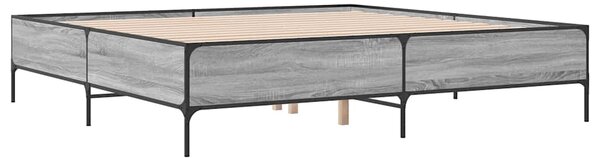 Okvir kreveta boja hrasta 180x200 cm konstruiranog drvo i metal - Siva / 180 x 200 cm