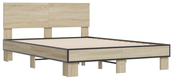 Okvir kreveta boja hrasta 120x200 cm konstruirano drvo i metal - Siva / 120 x 200 cm