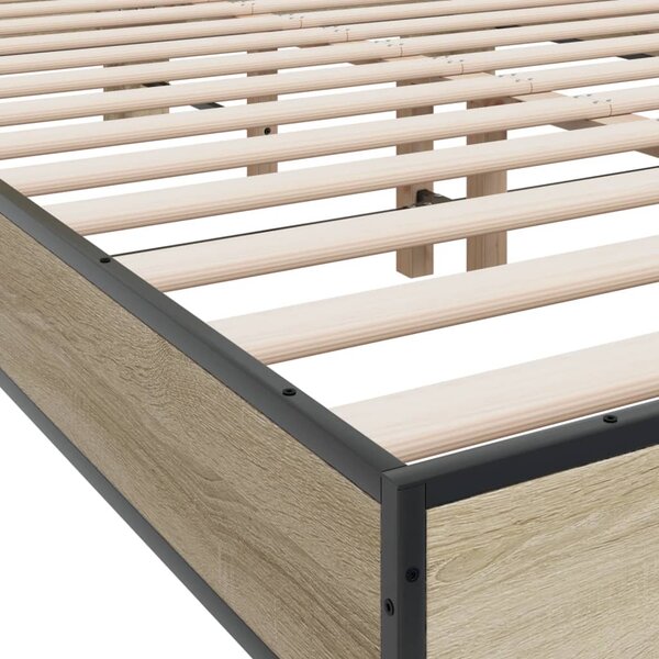 Okvir kreveta boja hrasta 120x200 cm konstruirano drvo i metal - Siva / 120 x 200 cm