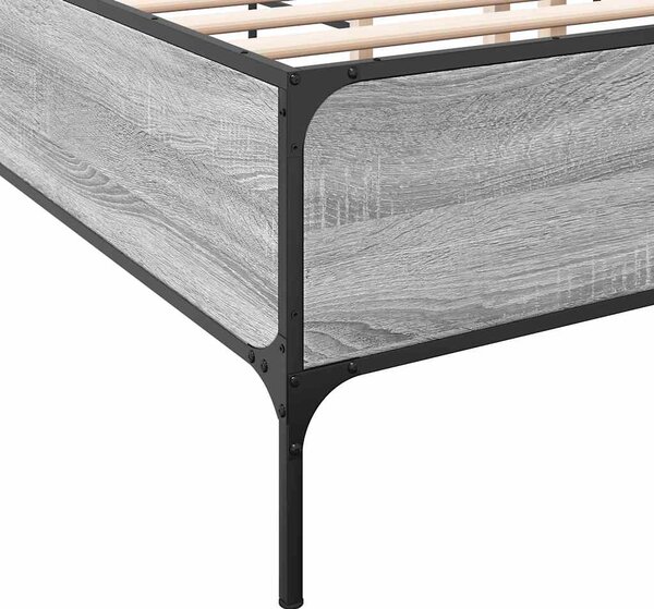 Okvir kreveta boja hrasta 180x200 cm konstruiranog drvo i metal - Siva / 180 x 200 cm