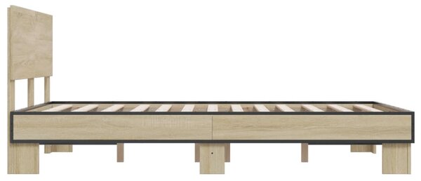 Okvir kreveta boja hrasta 120x200 cm konstruirano drvo i metal - Siva / 120 x 200 cm
