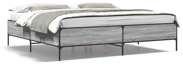 Okvir kreveta boja hrasta 180x200 cm konstruiranog drvo i metal - Siva / 180 x 200 cm