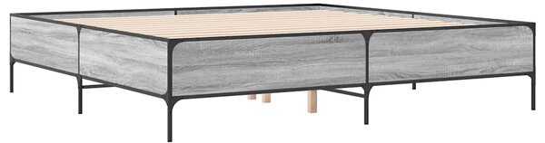 Okvir kreveta boja hrasta 180x200 cm konstruiranog drvo i metal - Siva / 180 x 200 cm
