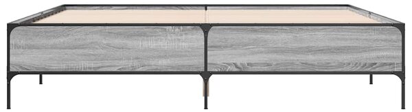 Okvir kreveta boja hrasta 180x200 cm konstruiranog drvo i metal - Siva / 180 x 200 cm