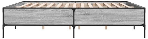 Okvir kreveta boja hrasta 180x200 cm konstruiranog drvo i metal - Siva / 180 x 200 cm