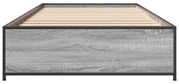 Okvir kreveta boja hrasta 90 x 190 cm konstruirano drvo i metal - Siva / 90 x 190 cm