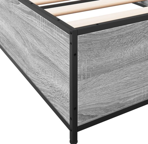 Okvir kreveta boja hrasta 90 x 190 cm konstruirano drvo i metal - Siva / 90 x 190 cm