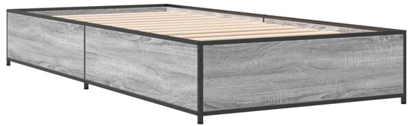 Okvir kreveta boja hrasta 90 x 190 cm konstruirano drvo i metal - Siva / 90 x 190 cm
