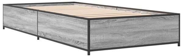 Okvir kreveta boja hrasta 90 x 190 cm konstruirano drvo i metal - Siva / 90 x 190 cm