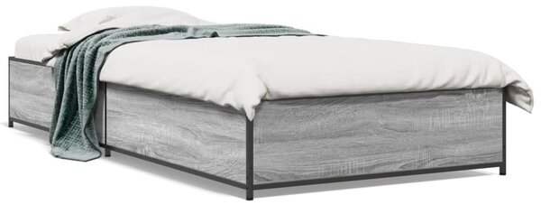 Okvir kreveta boja hrasta 90 x 190 cm konstruirano drvo i metal - Siva / 90 x 190 cm