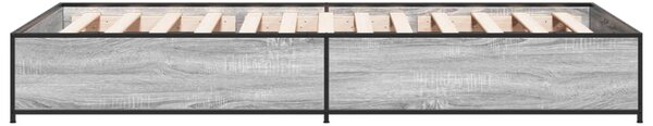Okvir kreveta boja hrasta 90 x 190 cm konstruirano drvo i metal - Siva / 90 x 190 cm