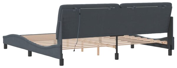 Okvir kreveta s LED-om bez madraca tamnosivi 200 x 200 cm baršunasti - Siva / 200 x 200 cm