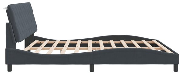 Okvir kreveta s LED-om bez madraca tamnosivi 200 x 200 cm baršunasti - Siva / 200 x 200 cm