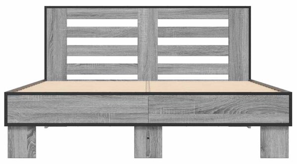Okvir kreveta boja hrasta 140x200cm konstruirano drvo i metal - Siva / 140 x 200 cm
