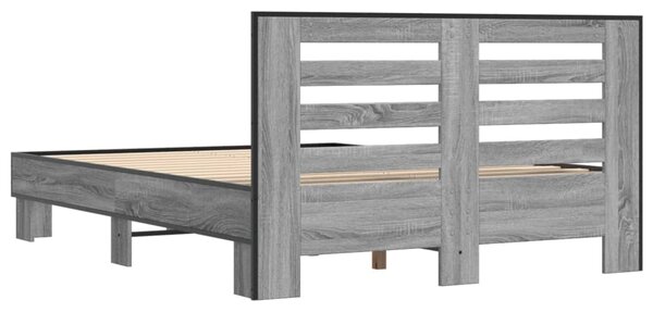 Okvir kreveta boja hrasta 140x200cm konstruirano drvo i metal - Siva / 140 x 200 cm