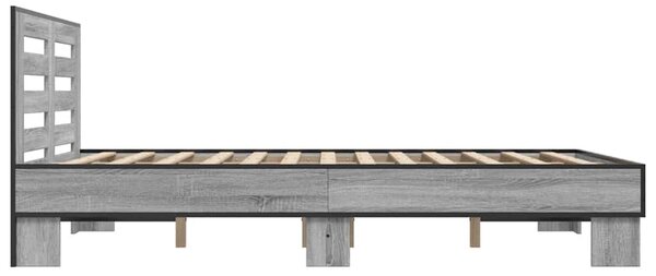 Okvir kreveta boja hrasta 140x200cm konstruirano drvo i metal - Siva / 140 x 200 cm