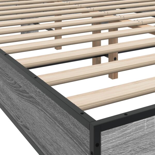 Okvir kreveta boja hrasta 140x200cm konstruirano drvo i metal - Siva / 140 x 200 cm