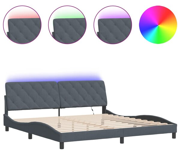 Okvir kreveta s LED-om bez madraca tamnosivi 200 x 200 cm baršunasti - Siva / 200 x 200 cm