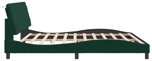 Okvir kreveta s LED-om bez madraca tamnozeleni 200x200 cm baršunasti - Zelena / 200 x 200 cm