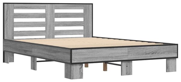 Okvir kreveta boja hrasta 140x200cm konstruirano drvo i metal - Siva / 140 x 200 cm