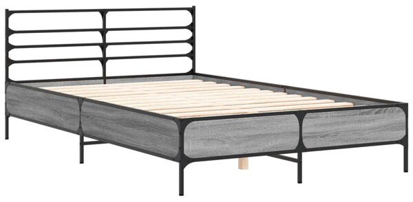 Okvir kreveta boja hrasta 135x190cm konstruirano drvo i metal - Siva / 135 x 190 cm