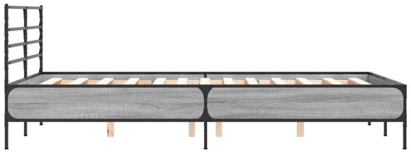 Okvir kreveta boja hrasta 135x190cm konstruirano drvo i metal - Siva / 135 x 190 cm