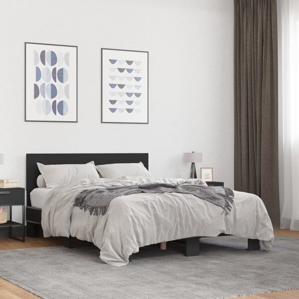 Okvir kreveta crni 120 x 200 cm od konstruiranog drvo i metal - Crna / 120 x 200 cm