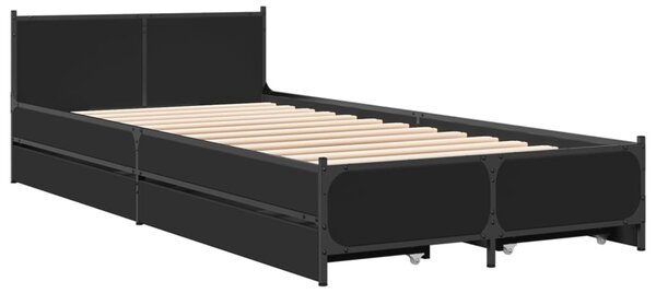 Okvir kreveta s ladicama crni 90 x 200 cm konstruirano drvo - Crna / 90 x 200 cm