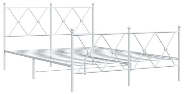 Metalni okvir kreveta uzglavlje i podnožje bijeli 137x190 cm - Bijela / 135 x 190 cm