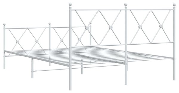 Metalni okvir kreveta uzglavlje i podnožje bijeli 137x190 cm - Bijela / 135 x 190 cm