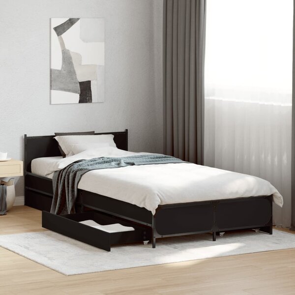 Okvir kreveta s ladicama crni 90 x 200 cm konstruirano drvo - Crna / 90 x 200 cm