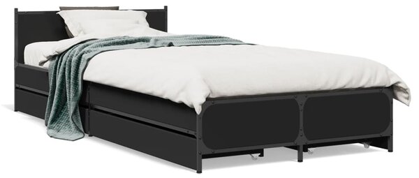 Okvir kreveta s ladicama crni 90 x 200 cm konstruirano drvo - Crna / 90 x 200 cm