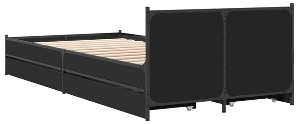 Okvir kreveta s ladicama crni 90 x 200 cm konstruirano drvo - Crna / 90 x 200 cm