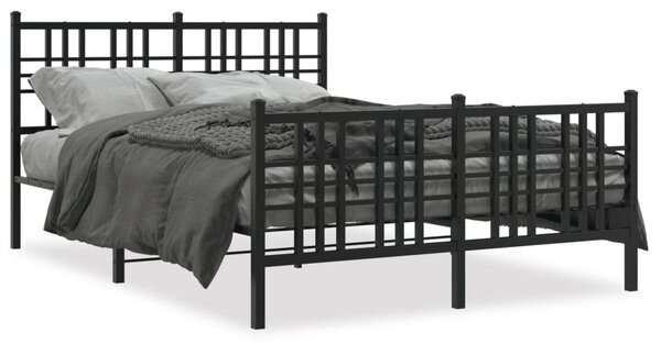 Metalni okvir kreveta uzglavlje i podnožje crni 137x190 cm - Crna / 135 x 190 cm