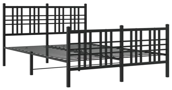 Metalni okvir kreveta uzglavlje i podnožje crni 137x190 cm - Crna / 135 x 190 cm