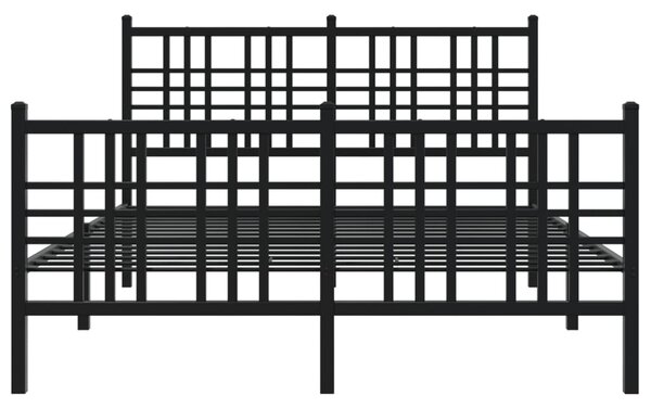 Metalni okvir kreveta uzglavlje i podnožje crni 137x190 cm - Crna / 135 x 190 cm