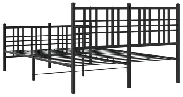 Metalni okvir kreveta uzglavlje i podnožje crni 137x190 cm - Crna / 135 x 190 cm