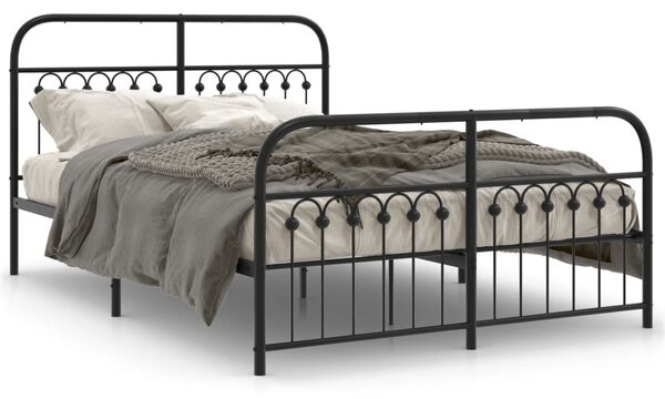Metalni okvir kreveta uzglavlje i podnožje crni 137x190 cm - Crna / 135 x 190 cm