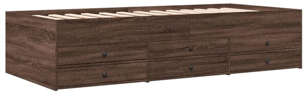 Dnevni krevet s ladicama bez madraca smeđa hrasta 100x200 cm - Smeđa / 100 x 200 cm
