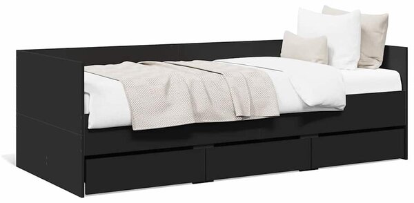 Dnevni krevet s ladicama bez madraca crni 75x190 cm - Crna / 75 x 190 cm