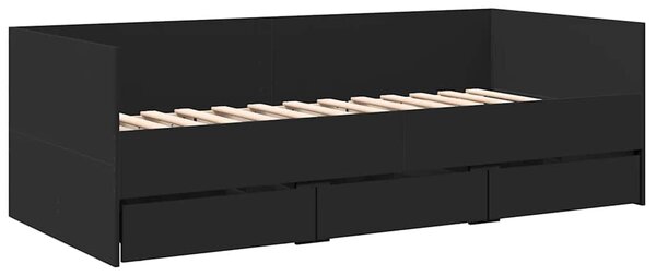 Dnevni krevet s ladicama bez madraca crni 75x190 cm - Crna / 75 x 190 cm