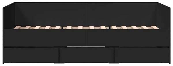 Dnevni krevet s ladicama bez madraca crni 75x190 cm - Crna / 75 x 190 cm
