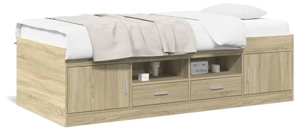 Dnevni krevet s ladicama bez madraca boja hrasta 75x190 cm - Smeđa / 75 x 190 cm