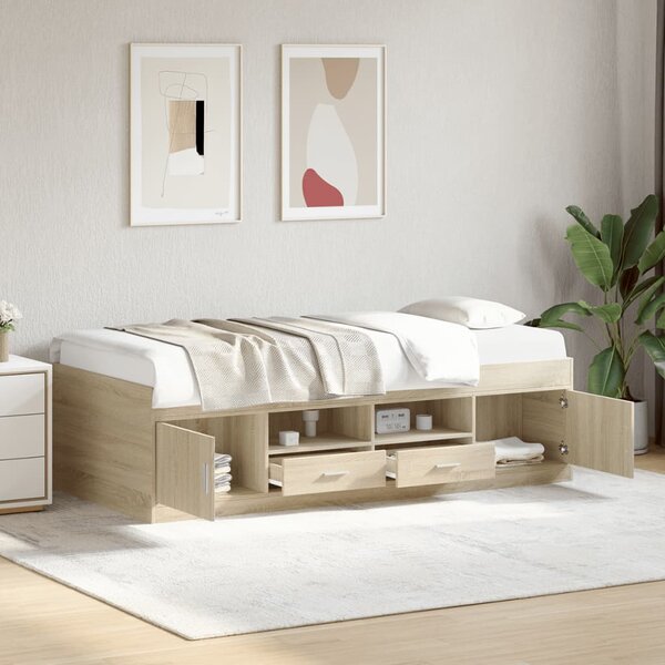 Dnevni krevet s ladicama bez madraca boja hrasta 75x190 cm - Smeđa / 75 x 190 cm